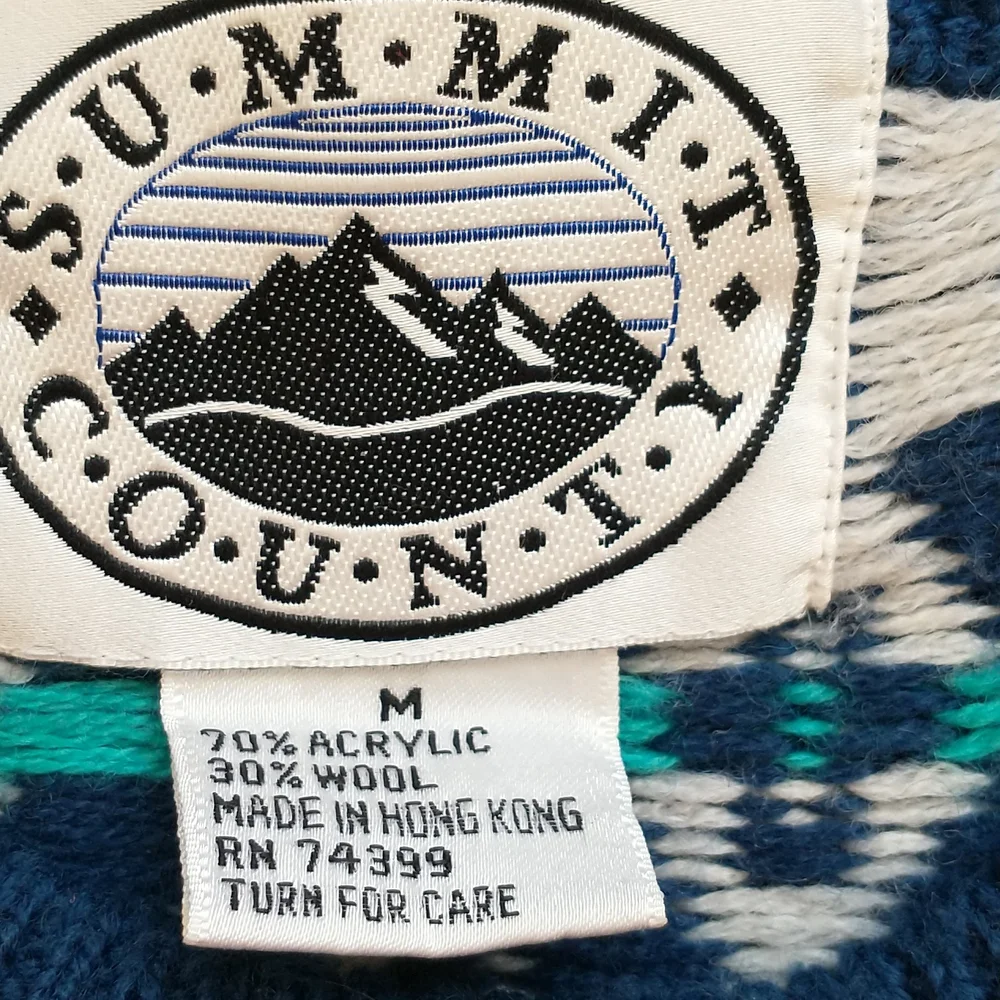 Vintage sweater wool blend crew neck navy blue white snow ski pattern size M - Picture 7 of 7